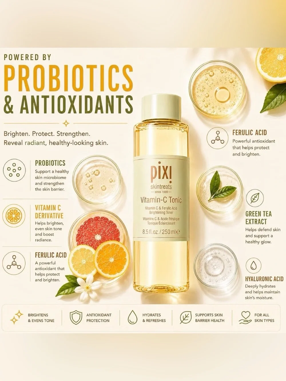 Pixi Brightening Vitamin-C & Ferulic Acid Toner 8.5 oz - New / Sealed
